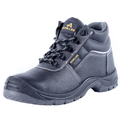 Black Security Work Boots Mid Cut Genuine Leather Synthetic Shoes For Men