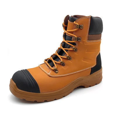 Oil And Water Slip Resistant Boots Industrial Leather Construction Boots With Zipper