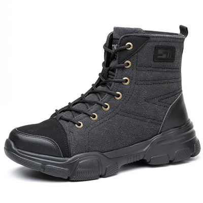 Buy Brown Lightweight Safety Work Boots Breathable Wide Steel Toe Shoes Flexible online manufacture