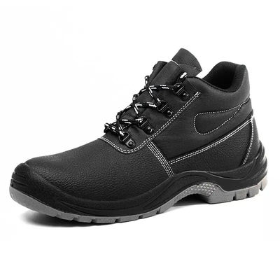 Buy Black Genuine Leather Safety Shoes Steel Toe Work Boots Construction online manufacture