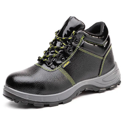 Buy Lightweight Construction Safety Shoes Black Real Leather Boots Unisex online manufacture