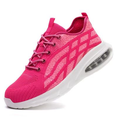 Buy Lightweight Breathable Work Shoes Black / Pink Work Boots Womens online manufacture