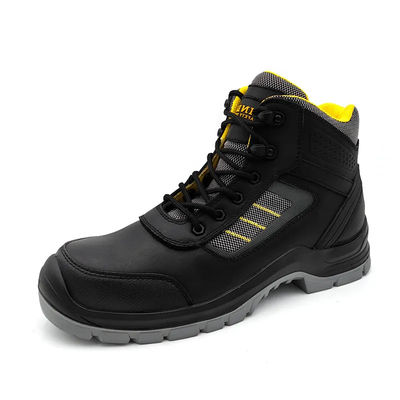 Buy Mens Genuine Leather Boots Black Heavy Duty Safety Boots Slip Resistant online manufacture