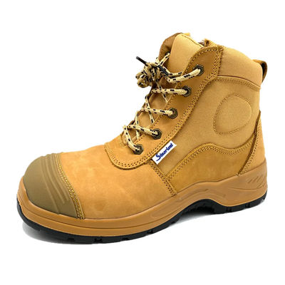 Buy Yellow Security Work Boots Industrial Nubuck Leather Boots With Steel Toe online manufacture