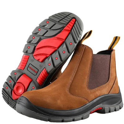 Buy PU Leather / Rubber Outsole Shoes No Lace Waterproof Chelsea Work Boots online manufacture