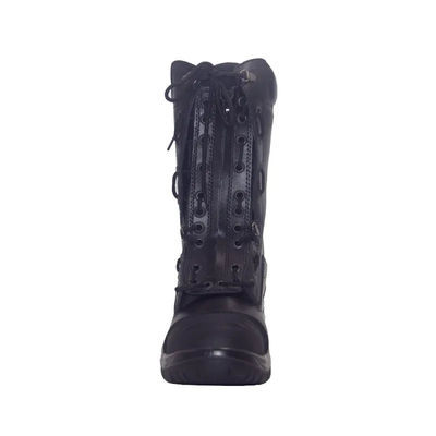 Buy Black Leather Firefighter Boots Heat Insulation Firefighter Boots Steel Toe Reflect Stripe online manufacture
