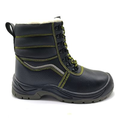 Buy Mens Black Leather Steel Toe Boots Anti Puncture High Top Safety Boots For Winter online manufacture