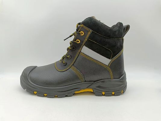 Buy Slip Resistant Winter Insulated Work Boots Brown Leather Steel Toe Shoes For Men online manufacture