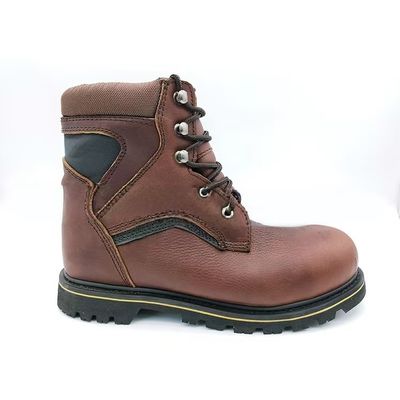 Buy High Top Steel Toe Cap Boots Brown Cowhide Boots For Men online manufacture