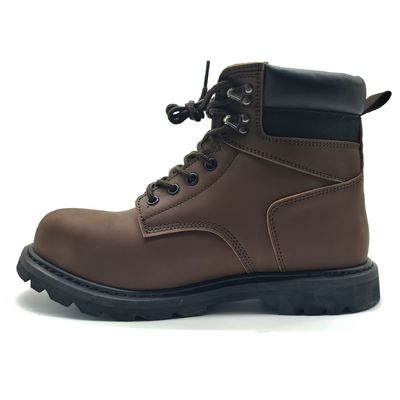Buy Brown Genuine Leather Martin Boots Mid Top Goodyear Welt Boots Casual online manufacture