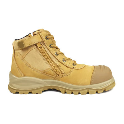 Buy Nubuck Leather Zip Side Lace Up Anti Slip TPU Outsole Steel Toe Hiking Boots online manufacture
