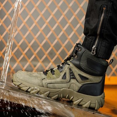 Buy Security Work Boots Microfiber Safety Boots Rubber Sole Steel Toe Work Boots Kevlar online manufacture