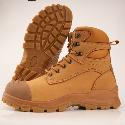 Buy OEM Wheat PU+TPU Wok Shoes Nucuck Safety Boots Steel Toe Steel Midsole Safety Shoes Martin Work Boots online manufacture