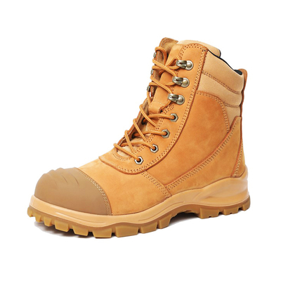 Buy OEM Wheat Genuine Leather Martin Work Boots PU+TPU Wok Shoes Nucuck Safety Boots Steel Toe Steel Midsole Safety Shoes online manufacture
