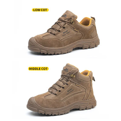 Steel Toe Comfortable Safety Shoes Mens Brown Work Boots With Kevlar Plate
