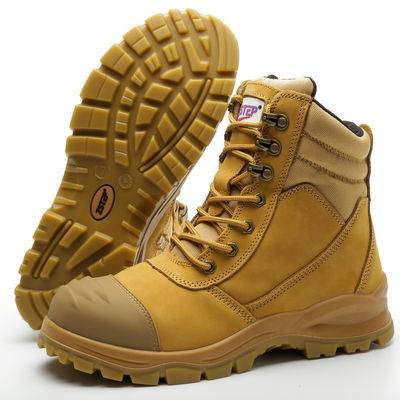 Steel Toe Construction Work Shoes High Cut Genuine Leather Shoes For Heavy Duty Work
