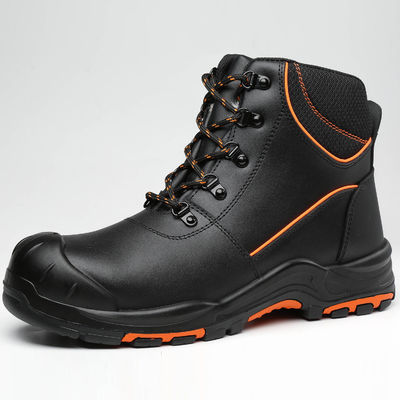 Hight Cut Cow Leather Shoes Slip Resistant / Wear Resistant Steel Toe Winter Shoes