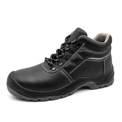 Black Genuine Leather Boots Anti Puncture Work Shoes Mining
