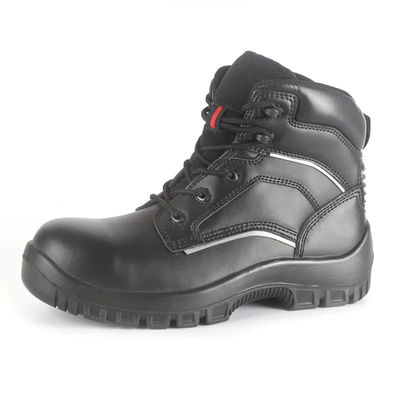 Black Half Knee Boots Slip Resistant Steel Toe Mining Boots Customized
