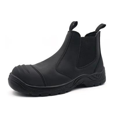 Black Chelsea Work Boot Mens Steel Toe Engineer Boots Crazy Horse Leather
