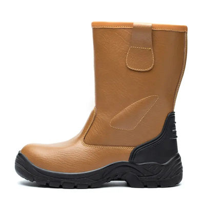 Genuine Leather Security Work Boots Yellow Oil And Water Resistant Work Boots