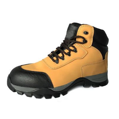Nubuck Leather Security Work Boots Non Slip Rubber Sole Shoes Yellow