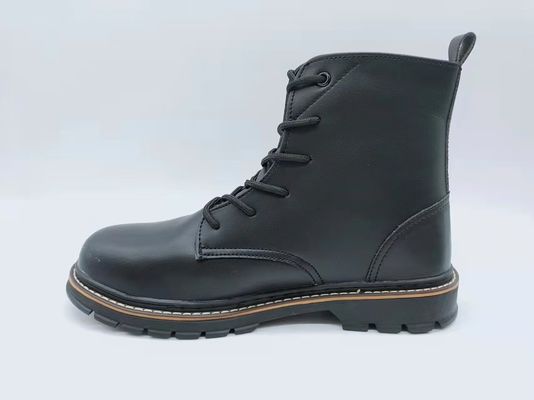 Mens High Top Work Boots Black Fashionable Leather Boots Slip Resistant