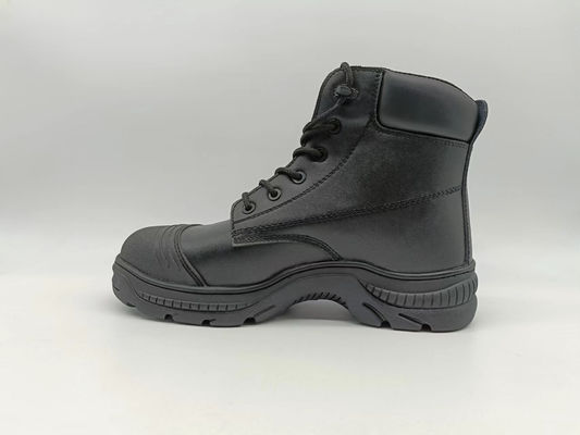 Breathable Leather Firefighting Boots Waterproof Lightweight Comfortable Work Shoes Black