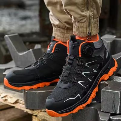 Orange Microfiber Men's Safety Boots Steel Toe Kevlar Midsole Anti-smashing Work Boots