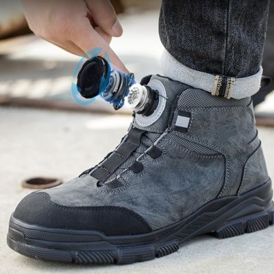 Kevlar Midsole Safety Boots For Security Work In Black Microfiber
