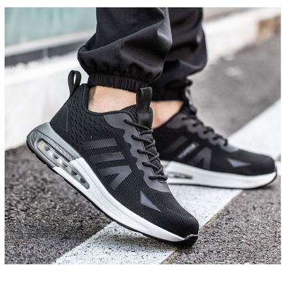 Industrial Safety Shoes With Air Cushion Sole And Black Flying Knit Design