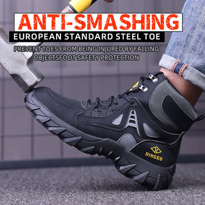 Microfiber Leather Flying Knit Safety Boots Kevlar Midsole Steel Toe Safety Shoes Rubber Work Shoes