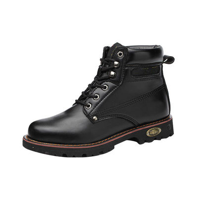Black Microfiber Leather Security Work Boots Beef Tendon Sole Shoes For Men