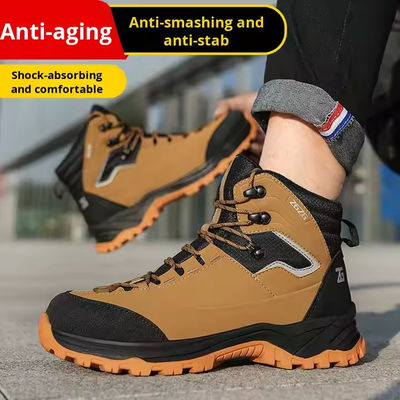 OEM Security Work Boots Microfiber Leather Safety Boots Steel Toe Kevlar Midsole Work Shoes Rubber Sole Safety Shoes