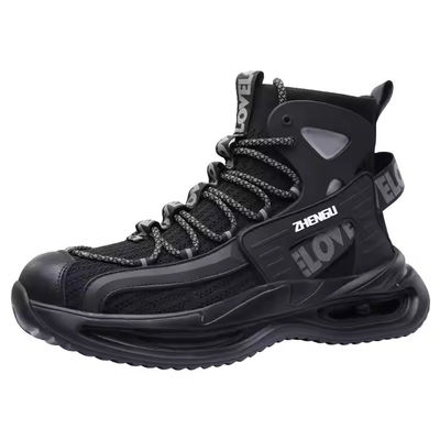 EVA Sole Gray/Black Flying Knit Safety Boots OEM Security Work Boots With Steel Toe And Kevlar Midsole