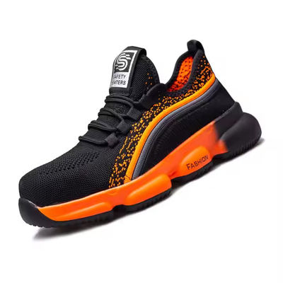 Comfortable Safety Shoes Kevlar Mid Sole Anti-stab Work Shoes Breathable Flying Knit Safety Shoes Steel Toe Anti-smashing PU Sole