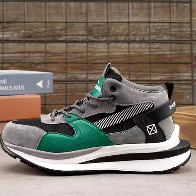 Mid-cut Pigskin+flying Knit Safety Boots OEM Security Work Boots Steel Toe Kevlar Midsole Work Shoes EVA Sole Safety Shoes
