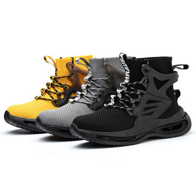 OEM Security Work Boots Mid-cut Flying Knit Safety Boots European Standard Steel Toe Kevlar Midsole Work Shoes EVA Sole Safety Shoes