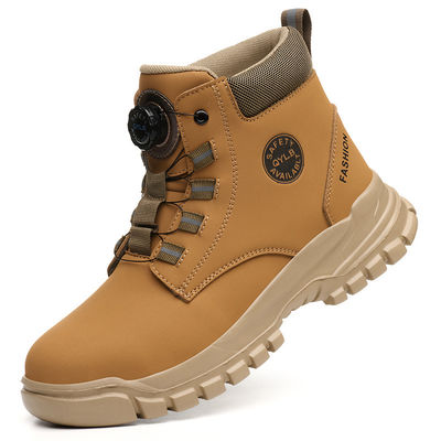Wheat Security Work Boots Microfiber Leather Safety Boots With Stab-smash Steel Toe Kevlar Midsole And EVA Sole