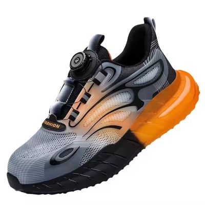 Summer BOA Rotating Button Work Shoes KPU Flying Knit Comfortable Safety Shoes Kevlar Anti-stab TPU Popcorn Shoe Sole Work Shoes