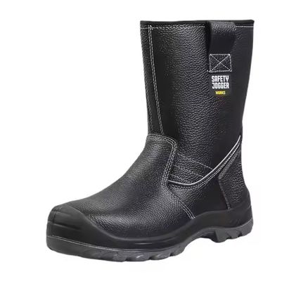 OEM High Top Genuine Leather Work Shoes Steel Plate Safety Boots Genuine Leather Security Work Boots Pu Injection Sole
