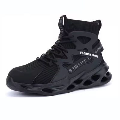 OEM Black TPU+Flying Knit Safety Boots Security Work Boots Steel Toe Kevlar Safety Shoes EVA Sole Work Shoes