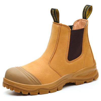 OEM Wheat Nucuck Leather Safety Boots Steel Toe Kevlar Safety Shoes PU Sole Work Shoes Security Work Boots