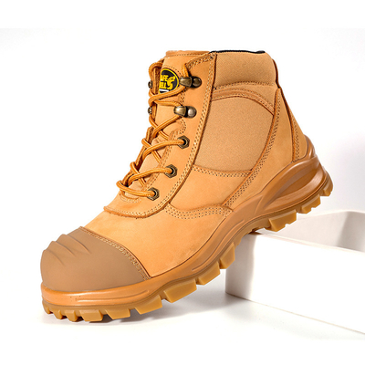 OEM Wheat Nucuck Safety Boots Steel Toe Steel Midsole Safety Shoes PU+TPU Sole Work Shoes Security Work Boots