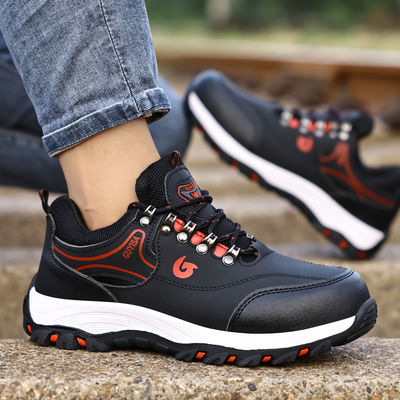 Low Cut Construction Safety Shoes Microfiber Leather Work Shoes Steel Toe Anti-smashing Men's Safety Shoes Steel Plate Anti-proof Rubber Sole Work Shoes For Men