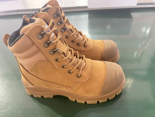 High Top Cowhide Leather Work Boots Steel Plate Puncture Resistant Slip Resistant PU+TPU Sole Steel Toe Safety Boots